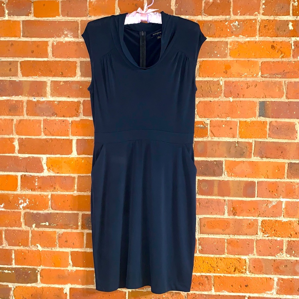 Banana Republic Navy Sleeveless Cowl Neck Summer Dress with Pockets - 4